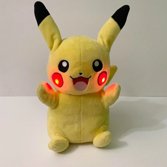 Pikachu Plush Pokemon Light up Cheeks and Sounds 11 Inch Tall - Picture 1 of 17